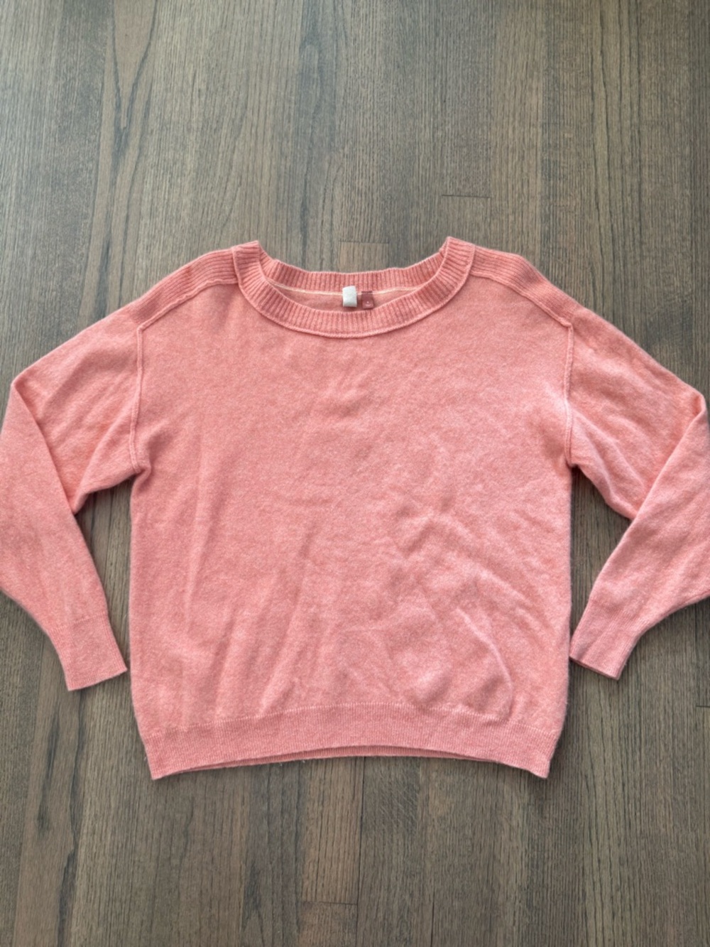 Pilcro Crewneck Sweater - 100% Cashmere-Coral Pink-Size Small